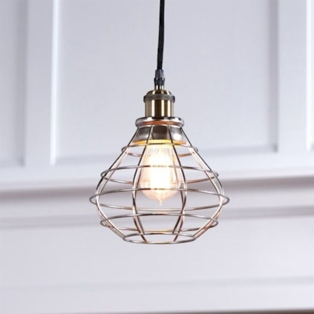 Style Selections Ravensport Silver Cage Pendant Light‎ Shade Industrial Set of 2